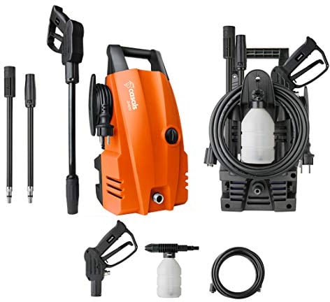 CASALS - Hidrolimpiadora de Alta presión 1400 W con caudal de 375 L/H y 105 Bares de presión | Deposito para detergente hidrolimpiadora | Pistola de Agua a presión Ideal para Suelo terraza Exterior