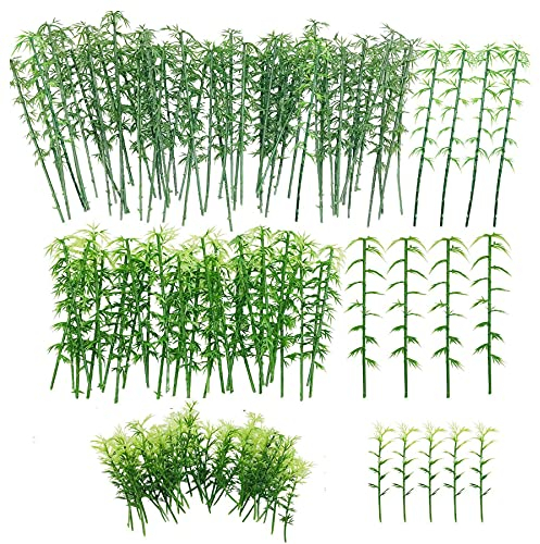 Woohome 120 PCS Bambou Modèle Arbres, 3 Taille Plastique Bambou Arbre Modelisme Train Arbres Paysage Arbre de Diorama Arbres D'Architecture pour DIY de Paysage Landscape