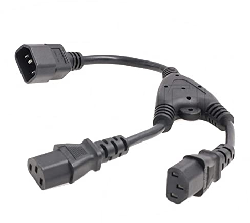 SZRMCC PDU IEC 320 C14 Macho a 2 x C13 Hembra Y Divisor Cable Adaptador de Alimentación 10A 250V UPS PSU Cable de Extensión (30cm)