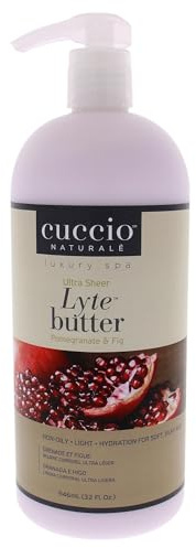 Cuccio Naturale Lyte Ultra-Sheer Body Butter - Replenishing Scented Moisturizer Cream - Deep Hydration To Repair Dry Skin - All Natural, Cruelty-Free Formula - Pomegranate And Fig - 32 Oz