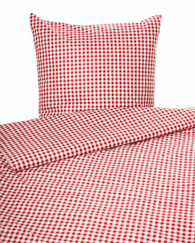 Bettwäsche Landhaus Karo rot kariert Bauern 155x220 cm + 80x80 cm 20 mm Karo