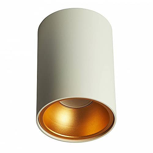 Aufbaurahmen weiß-gold rund GU10 für Aufbauleuchte - Aufbaustrahler aus Aluminium 140x97mm - für LED und Halogen Leuchtmittel - Einbau-Strahler Rahmen
