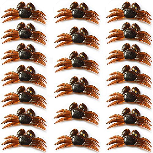 DDfishing 20 pcs Crab Fishing Lure Artificial Silica Gel Lifelike Simulation Fake Bait Fishing Tackle 3D Simulation Freshwater Saltwater Fishing Accessories (Brown)