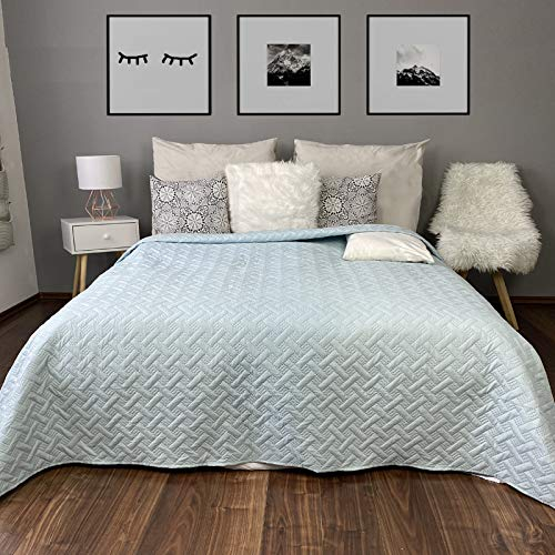 HOMELEVEL Tagesdecke Bett & Sofaüberwurf Bettüberwurf Sofa Tages Flechtmuster Decken Betthusse XXL Decke Überwurf Überdecke Mint 240cm x 260cm