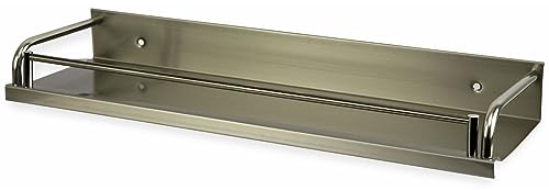 Unbekannt Küchenregal, 60 cm, Edelstahl gebürstet, Silber, Ideal für Küchenutensilien, Gewürze, Soßen, Kräuter, Gläser, Stabilität durch Falz und Edelstahl-Reling, 600 mm x 120 mm x 45 mm