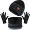 TAGVO 3in1 Winter Beanie Hut, Schal, Handschuhe Set,Ultraweiche elastische Verdickung Vlies Innenfutter Strick Beanie Cap Neck Warmer Warme Strickmützen, Mütze, Schal & Handschuh-Sets für Damen Herren