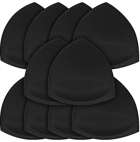 SKENGWEL 5 Pairs Women's Triangle Bra Pads Inserts Removable Push Up Sports Bra Cups Replacements for Bikini Top Swimsuit (Triangle 5 Pairs Black B/C)