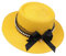 JK Home Panama Eté Femme Chapeau de Soleil avec Nœud de Papillon Capeline Large Bord pour Plage Mariage Camping Jaune