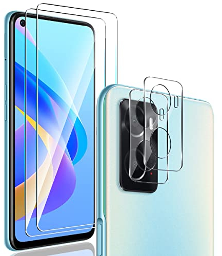 AnnhanT Schutzfolie für Oppo A76 Panzer Schutz Glas 2 Stück + Oppo A76 Kameraschutz Schutzglas 2 Stück - 9H Panzerfolie/Kratzfest. Displayschutz für Oppo A76