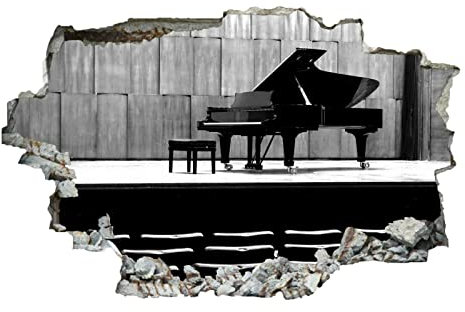 Klavier Wandtattoo 3D Durchbruch Musik Wandsticker Wanddekoration selbstklebend Schwarz Und Weiß Abnehmbare Wandaufkleber Deko Schlafzimmer Wohnzimmer Kinderzimmer Kunst Wohnkultur Wandbilder