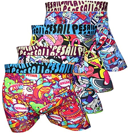 PESAIL Psychedelic Cartoon Boxershorts 4er Pack