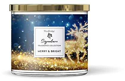 Woodbridge Duftkerze im Glas mit Deckel | Merry & Bright | Duftkerze Weihnachten | Kerzen 3 Docht | Kerzen lange Brenndauer (40h) | Geschenk für Frauen