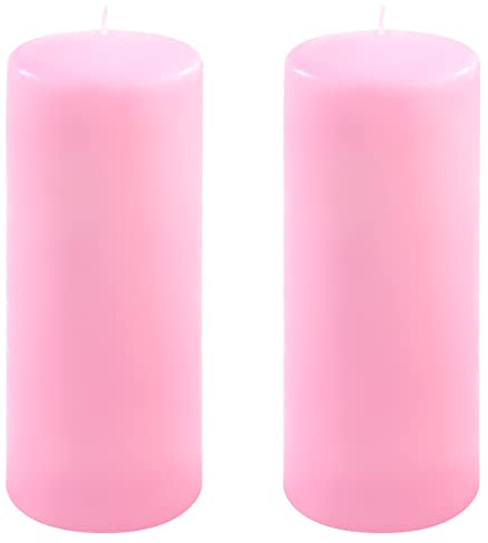 Stumpenkerze Höhe 25 cm Ø 10 cm lange Brenndauer Rund-Kerze Säulenkerzen Kerzen-Deko Tafelkerzen Weihnachts-Kerzen Hochzeit Xmas (pink, 2)