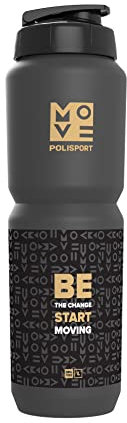 POLISPORT 8649200002 - Bidón Move 1L de Ciclismo de 1000ml Botella de Agua para Ciclistas Bicicleta Sin BPA en Color Nardo Gris/Negro