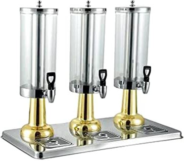 YYUINU Saftspender, Getränkespender, PC-Getränkespender Aus Edelstahl, Zentraler Würfel für Isolierung/Heizung/Kühlung, Geeignet für Restaurant Bar Hotel Home Party, Gold plated-3L×3