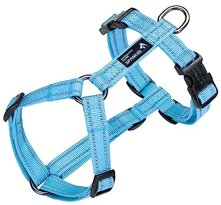EXCELLENT ELITE SPANKER Kein Zug Hundegeschirr reflektierende Nylon Weste L-förmig einstellbar einfaches Haustier Geschirr für kleine mittlere große Rassen Hunde Walking Training(LBLU-XL)