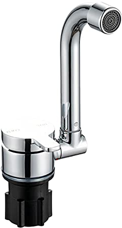 HUIOP Grifo Plegable para Autocaravana con rotación de 360 °, Grifo de Cocina, Fregadero, grifos de Agua de una manija con Manguera de Entrada de Agua fría y Caliente, Grifo Giratorio de Cobre para