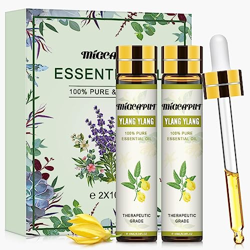 Migcaput Ätherisches Ylang-Ylang-Öl für Diffuser (2 x 10ml),100% reines und natürliches therapeutisches ätherisches,Ylang-Ylang-Öl,Duftöl für Diffuser, Raumduft, Duftkerzen und -Seifen