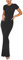 REORIA Women's Summer Sexy Casual Lounge Long Dress Elegant Wedding Guest Short Sleeve Crew Neck Bodycon Maxi Dresses Black XL