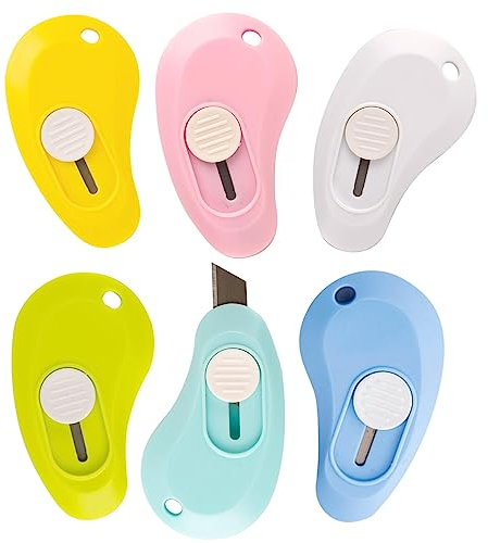 AWAVM 6 x Mini-Kunstmesser, Papierschneiden, tragbare Teleskop-Kunstmesser, Brieföffnung und Papierschneidemesser, Schreibwaren, Büro