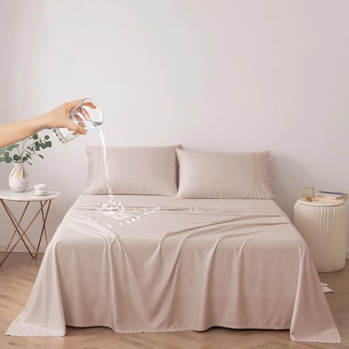 DUJUIKE 100% wasserdichte Schutzdecke oder Liner für Bett, Matratzenschoner für das Bett, Wiederverwendbare Unterlage, Bettlakenschutz (Kamel, Cal King/King 230 * 250 cm)
