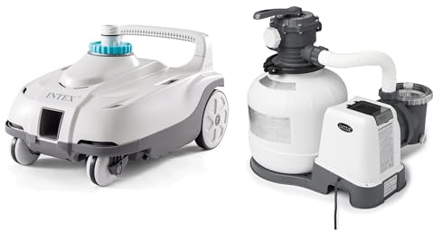 Intex ZX100 Auto Pressure Side Pool Cleaner with Hose and Converter and 2800 GPH Above Ground Pool Sand Filter Pump with Automatic Timer