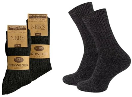 NERS 6 Paar Norweger Socken für Damen und Herren aus Wolle. Wintersocken mit weiche Frotteesohle (DE/NL/SE/PL, Numerisch, 43, 46, Regular, Regular, Anthrazit)