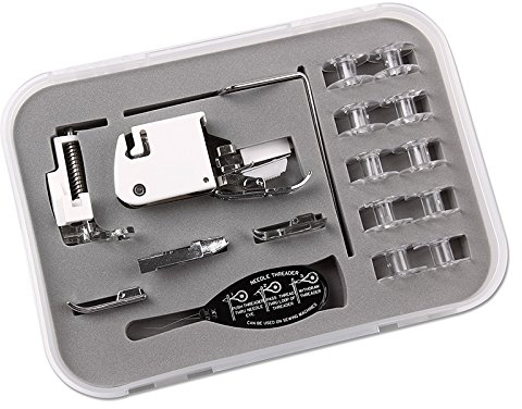 8-Teil. Nähfuß Set Obertransport u. Spulen für Nähmaschinen von Brother, Janome, Elna, Juki, Singer, Privileg
