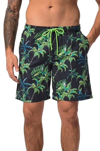 JP 1880 Costume da Bagno, Elastico in Vita, con Palme AOP Pantaloncino, Nero, XXXXXXXL Uomo