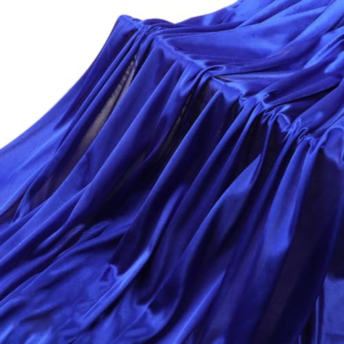 Whakano 5m Satin Stoff zum Nähen Meterware,155cm Breit,Einfarbig Glanz Modestoff,universal Stoff für Nähen Basteln,Kostüm Kleid Bekleidung,Dekostoff,Gardine Vorhänge,Kleid,Königsblau