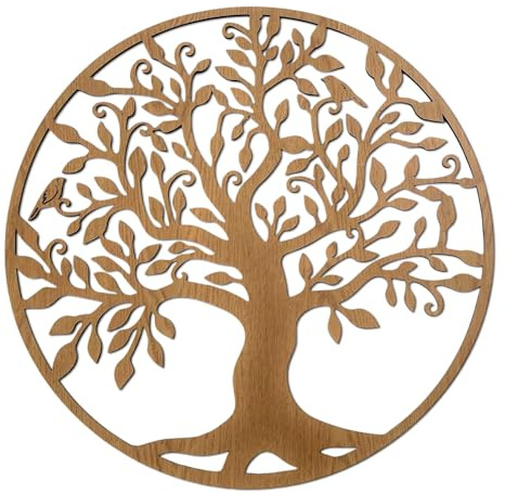 SENTOP HDF0206 Arbre de vie Image sculptée sur le mur en bois pour l'intérieur (Chêne, 70 cm)