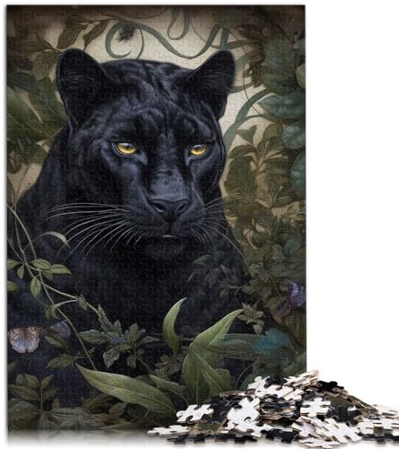 Puzzle 1000 Teile, Wunderlicher schwarzer Panther, für Erwachsene und Kinder ab 12 Jahren, Holzpuzzle, Lernspielzeug, Größe: 50 x 75 cm
