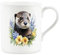 Purely Home Floral Otter Mug - Animals & Flowers Nature Gifts - Creatures Great & Small Wildlife Themed Present - Small Bone China Coffee/Tea Hot Drinks White Cup