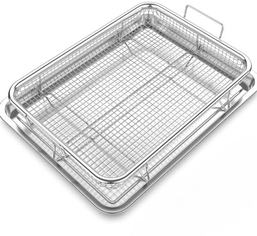 Catoco Cesta de freidora de aire con bandeja de acero inoxidable Air Fryer cesta y bandeja, juego de accesorios de cocina para hornear