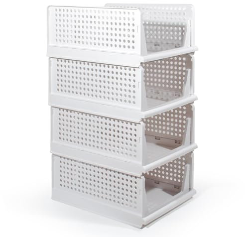 GREELUE Schrank Organizer Kleiderschrank 4 Stück, Faltbare Aufbewahrungsbox, Ordnungssystem für Schubladen, Schließfächer, Kleiderschränke (Weiß-18cm*4)