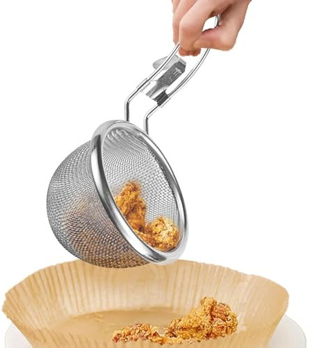 Yaztauho Metal Food Colander Spoon,Fine Hot-Pot Net Basket Strainer - Metal Pot Side Noodle Strainer with Handle for Noodles, Flour, Pastas, Rice, Vegetables