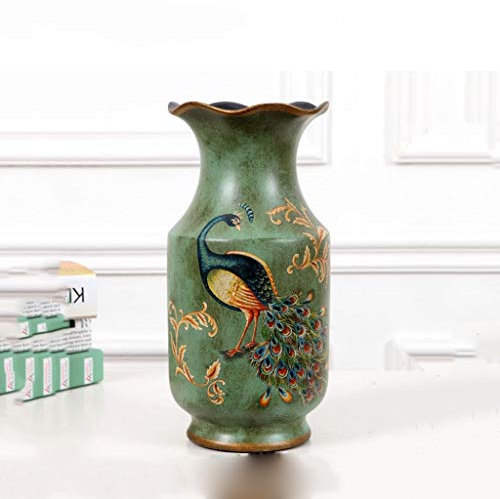 JQQJZLC Amerikanischen Land pfau Retro vase kreative Keramik Blume anordnung Keramik europäischen Stil vase Wohnzimmer Dekoration floral Ornamente