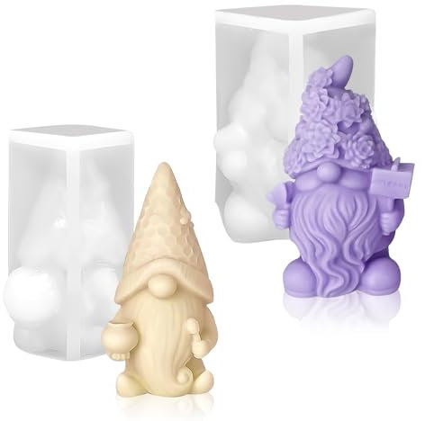 2 Stück 3D Wichtel Silikonform Kerze Weihnachtsmann Weihnachten Kerzenform Silikonformen Gießformen Weihnachten DIY Silikon Kerzen Gießform Kerzenformen zum Gießen für Kerzen Seife Handwerk