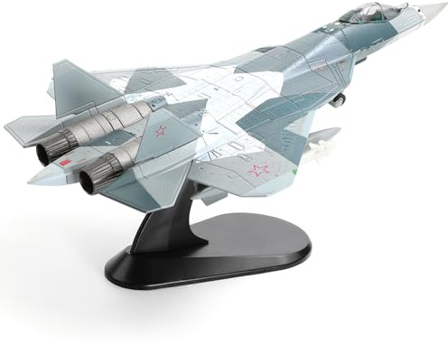 NUOTIE 1/100 SU-57 - Kit de modelo de avión ruso Sukhoi de metal fundido a presión su-57 modelo de avión militar preconstruido modelo de caza de aleación para adultos entusiastas colecciones o regalo