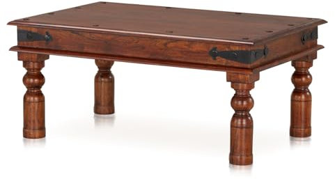 KHG Couchtisch dunkel-braun, Akazie Indian Style, Sofatisch fürs Wohnzimmer, Walnuss-Nachbildung lackiert, 15 kg belastbar 90x60x40 cm