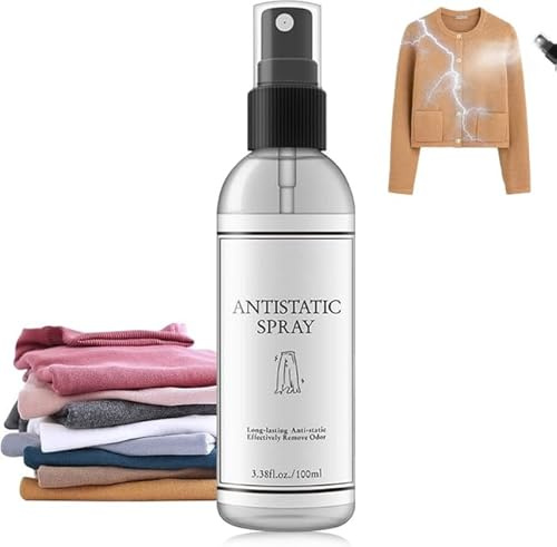 Antistatisches Spray, 100ml Elektrostatisches Spray, Reduziert Statische Aufladung, Antistatik Spray Kleidung, Antistatik Spray Für Kleidung, Textilien, Möbel Und Auto, Reduces Static Charge