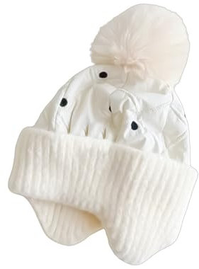 BOGEEL Baby Pompoms Earflap Hat Weiche Baumwolle Warme Wintermützen Säugling Bequeme Ohrenschutz Mütze Unisex Hut für 0-3 Jahre