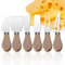 Rixotix Käsemesserset Set, 6 Stück Käsemesser Kollektion aus Edelstahl mit Teakholzgriffen für Weichkäse, Schnittkäse, Kuchen, Dessert, Käsesalat