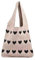 YWLINK Damen Strick-Einkaufstasche, gehäkelte Umhängetasche, Liebes-Herz-Muster, Handtaschen, alltägliche Stricktasche Shorts Mit (Khaki, One Size)