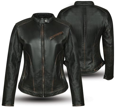 ASPIDEX Giacca in Pelle da Donna Giacche Stile Moda da Donna in Vera Pelle Impermeabile