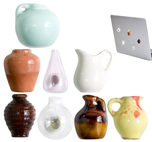 yakermur Piccoli magneti da frigorifero a vaso, magneti da frigorifero a vaso | Magneti da lavagna bianca | Vaso da fiori in ceramica 3D Frigorifero Adesivi magnetici Decorazione per