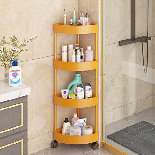 Scaffale angolare a 4 ripiani per doccia, cucina e bagno, autoportante e antiruggine, giallo, 37 x 90 cm