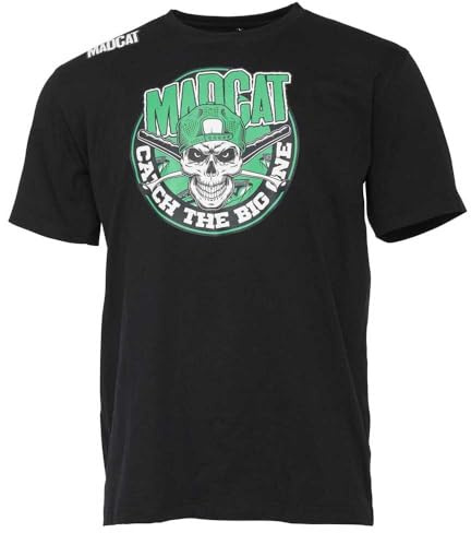 Madcat Skull T-Shirt Black - Angelshirt, Größe:M