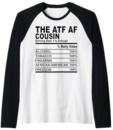 Der ATF AF Cousin lustige Ernährungsfakte für Cousins Männer Frauen Raglan