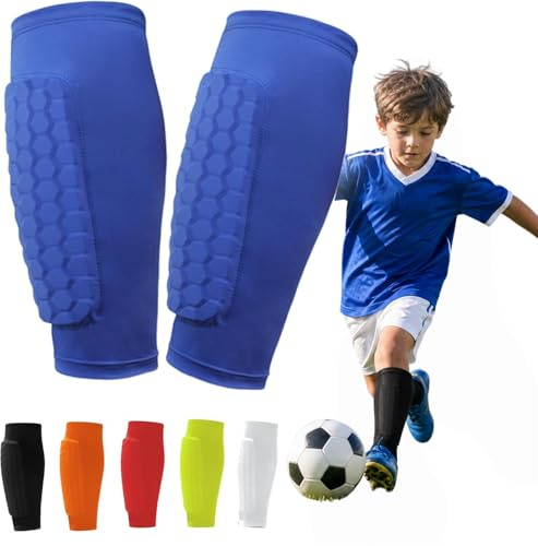 Schienbeinschoner Kinder Fussball, Sport Schienbeinschutz Elastisch Atmungsaktiv Wadenschutz für Fußball Radfahren Klettern, für Kinder, Jugendliche und Erwachsene